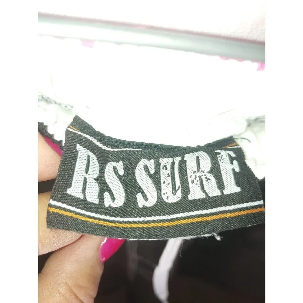 RS Surf Mens Size Large Black Multicolor Mesh Lined Swim Trunks.